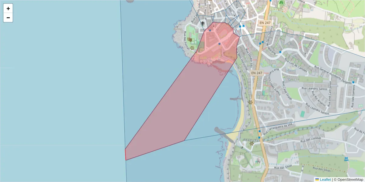 Mapa detalhado do código postal 2655-320 com limites, códigos postais vizinhos e agências dos correios