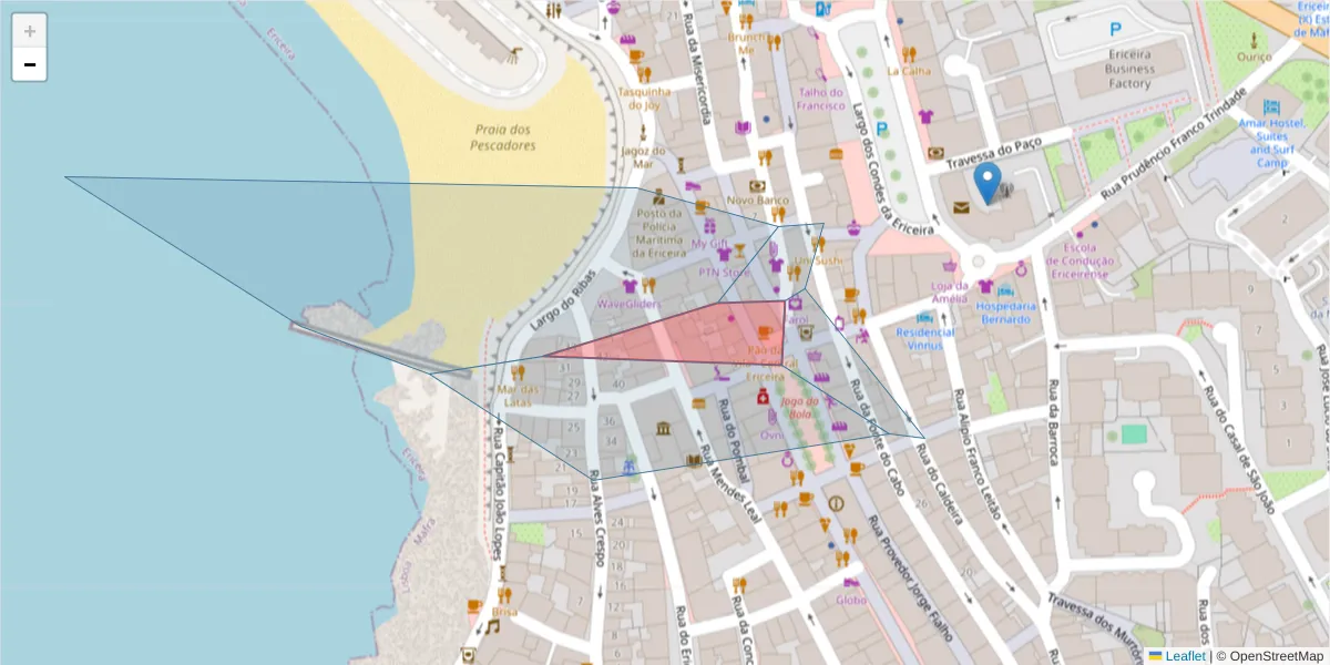 Mapa detalhado do código postal 2655-368 com limites, códigos postais vizinhos e agências dos correios
