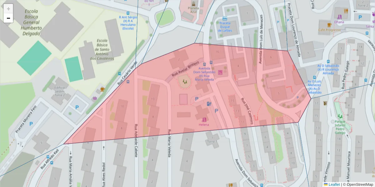 Mapa detalhado do código postal 2660-336 com limites, códigos postais vizinhos e agências dos correios