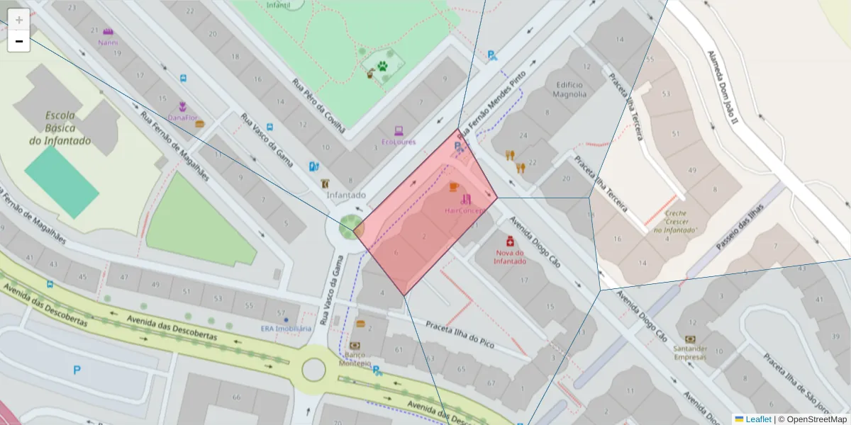 Mapa detalhado do código postal 2670-297 com limites, códigos postais vizinhos e agências dos correios