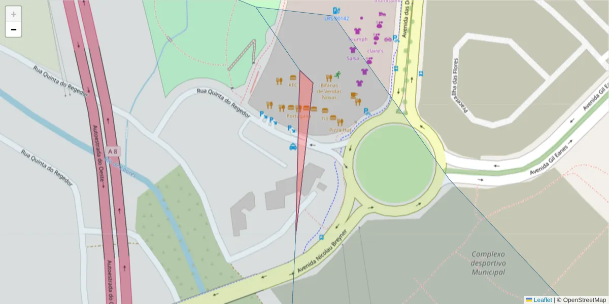 Mapa detalhado do código postal 2670-390 com limites, códigos postais vizinhos e agências dos correios