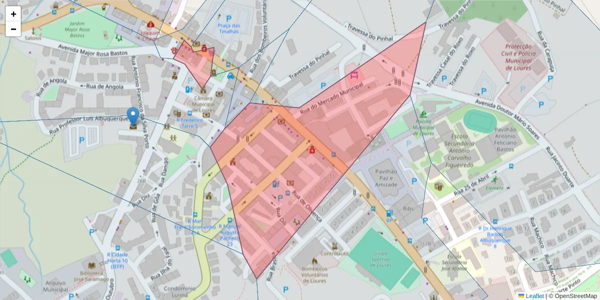 Mapa detalhado do código postal 2670-473 com limites, códigos postais vizinhos e agências dos correios