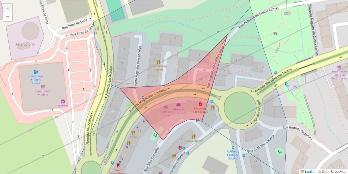 Mapa detalhado do código postal 2675-654 com limites, códigos postais vizinhos e agências dos correios