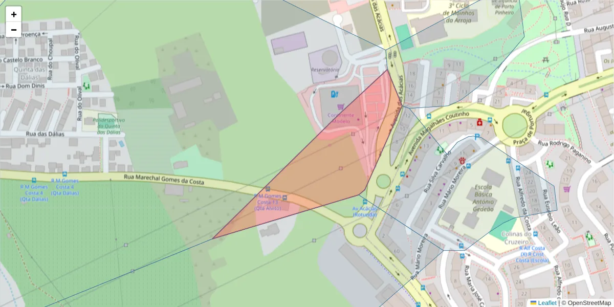 Mapa detalhado do código postal 2675-689 com limites, códigos postais vizinhos e agências dos correios