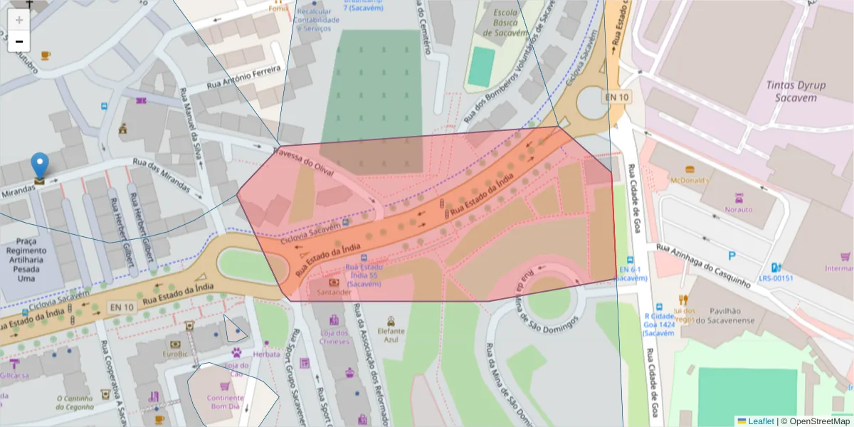 Mapa detalhado do código postal 2685-147 com limites, códigos postais vizinhos e agências dos correios