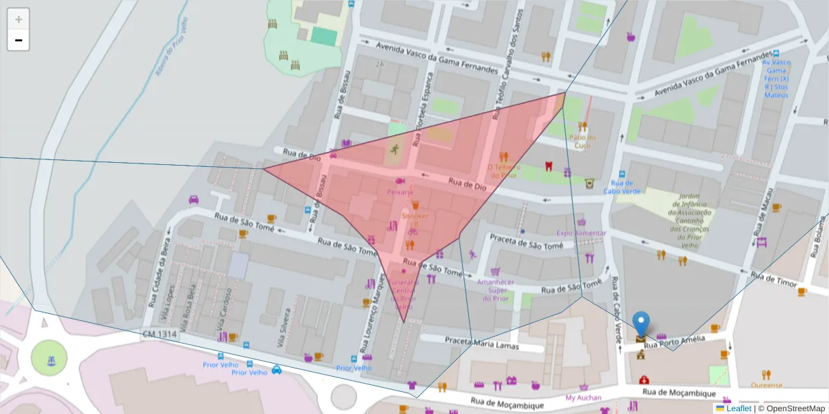 Mapa detalhado do código postal 2685-347 com limites, códigos postais vizinhos e agências dos correios