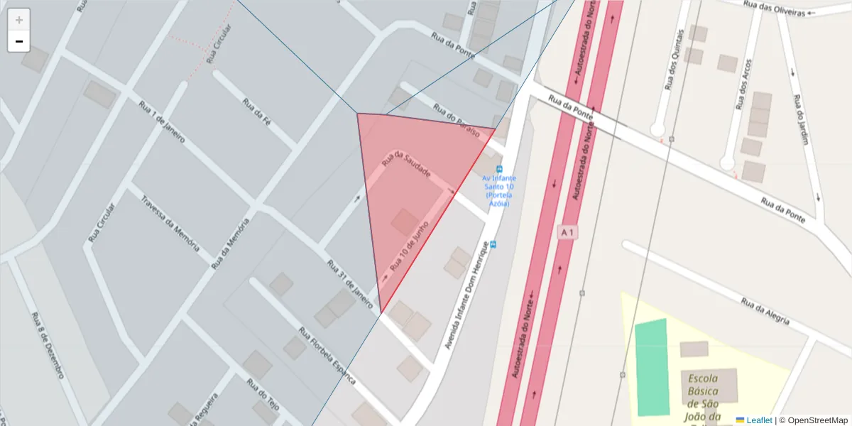 Mapa detalhado do código postal 2690-214 com limites, códigos postais vizinhos e agências dos correios