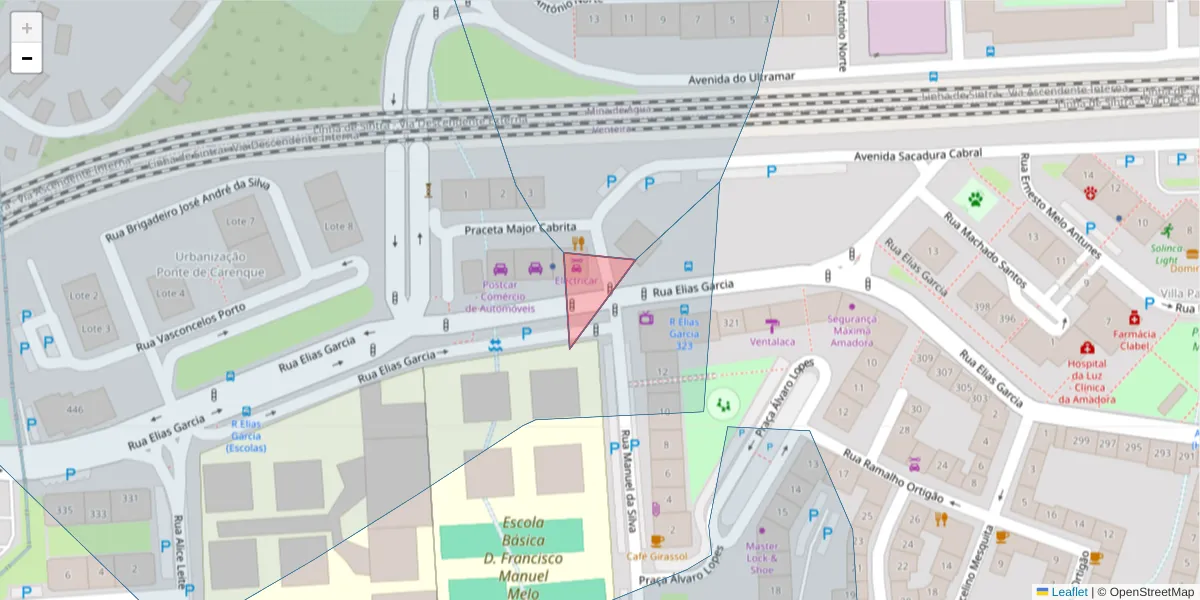 Mapa detalhado do código postal 2700-340 com limites, códigos postais vizinhos e agências dos correios