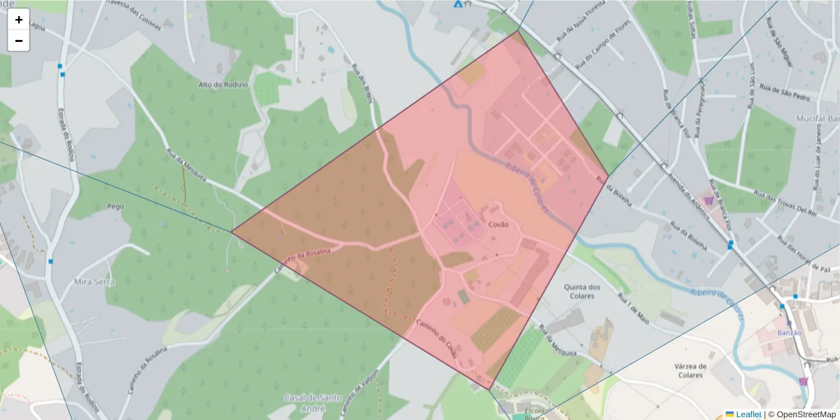 Mapa detalhado do código postal 2705-150 com limites, códigos postais vizinhos e agências dos correios