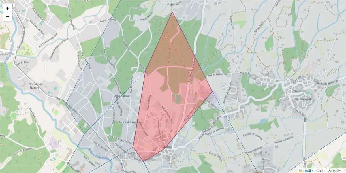 Mapa detalhado do código postal 2705-216 com limites, códigos postais vizinhos e agências dos correios