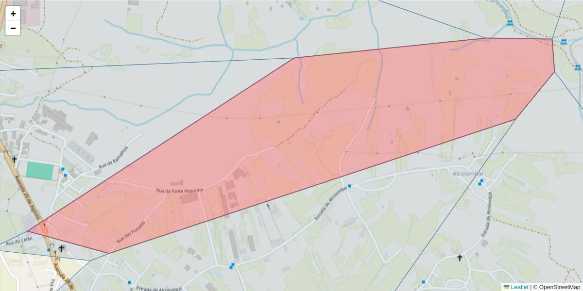 Mapa detalhado do código postal 2705-855 com limites, códigos postais vizinhos e agências dos correios