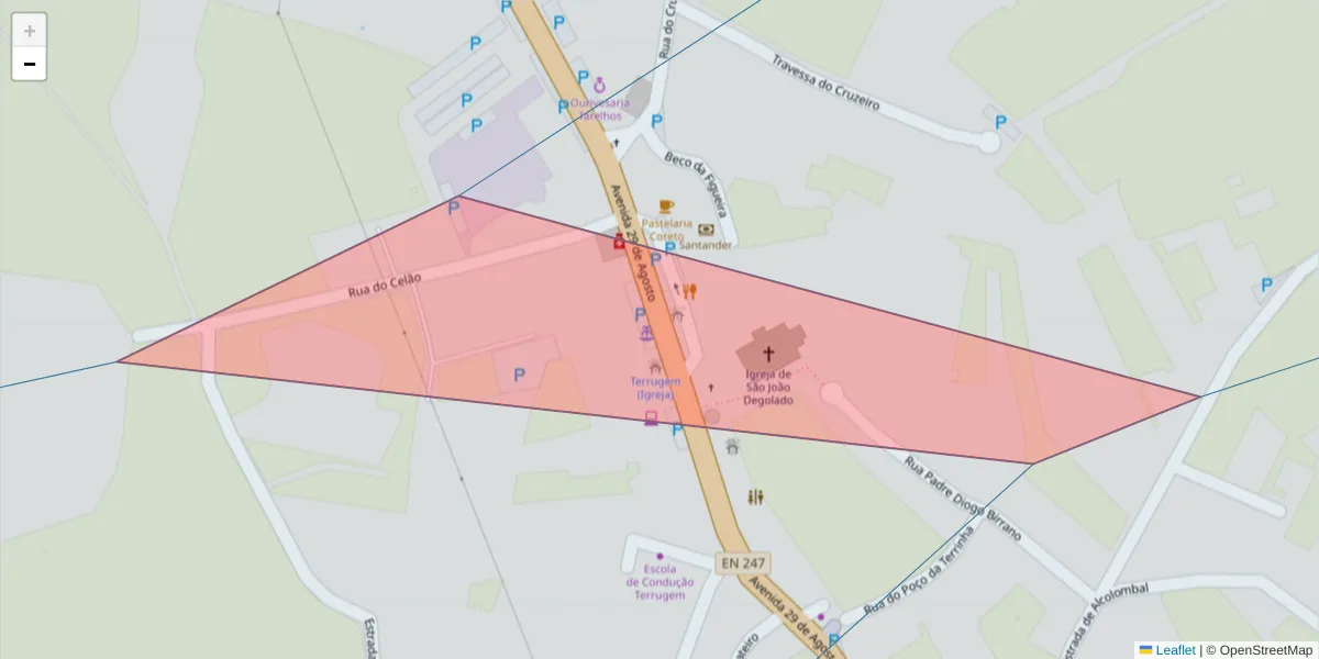 Mapa detalhado do código postal 2705-907 com limites, códigos postais vizinhos e agências dos correios