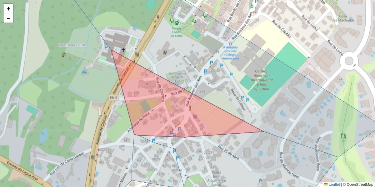 Mapa detalhado do código postal 2710-299 com limites, códigos postais vizinhos e agências dos correios