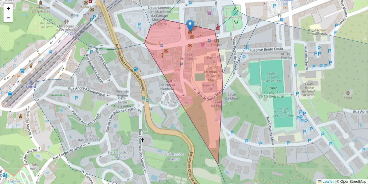 Mapa detalhado do código postal 2710-432 com limites, códigos postais vizinhos e agências dos correios