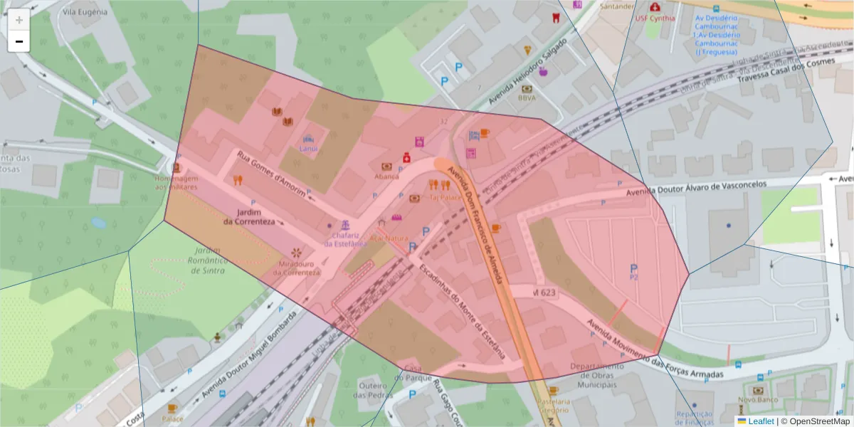 Mapa detalhado do código postal 2710-519 com limites, códigos postais vizinhos e agências dos correios