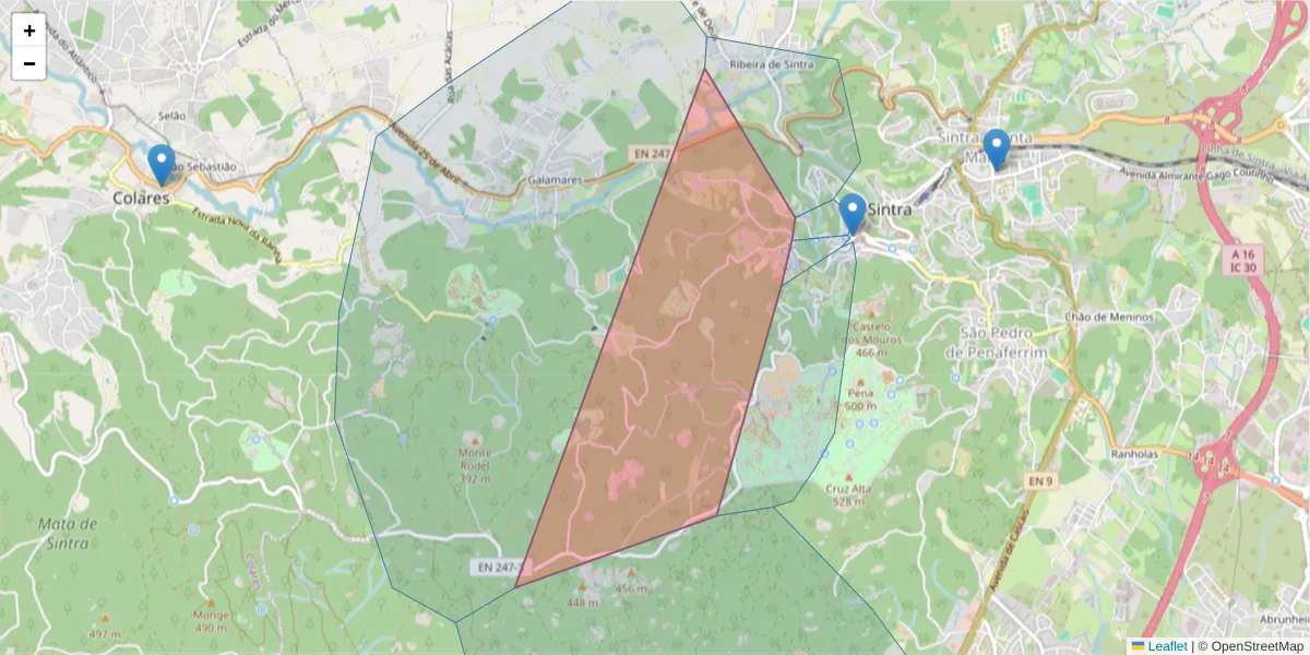 Mapa detalhado do código postal 2710-560 com limites, códigos postais vizinhos e agências dos correios