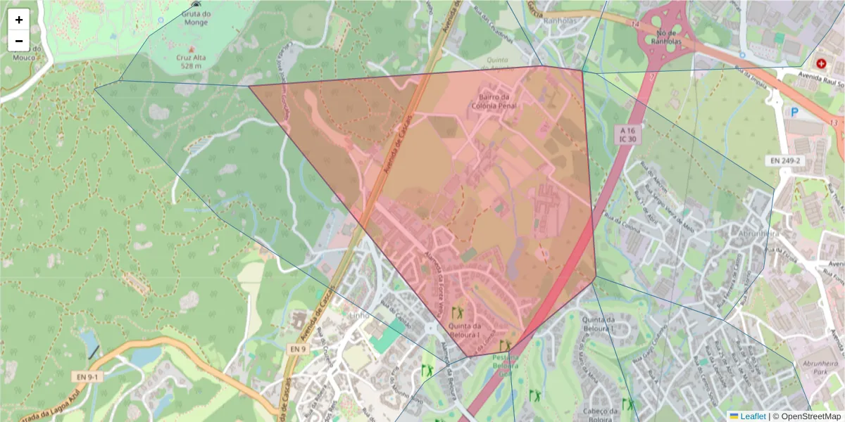 Mapa detalhado do código postal 2710-694 com limites, códigos postais vizinhos e agências dos correios