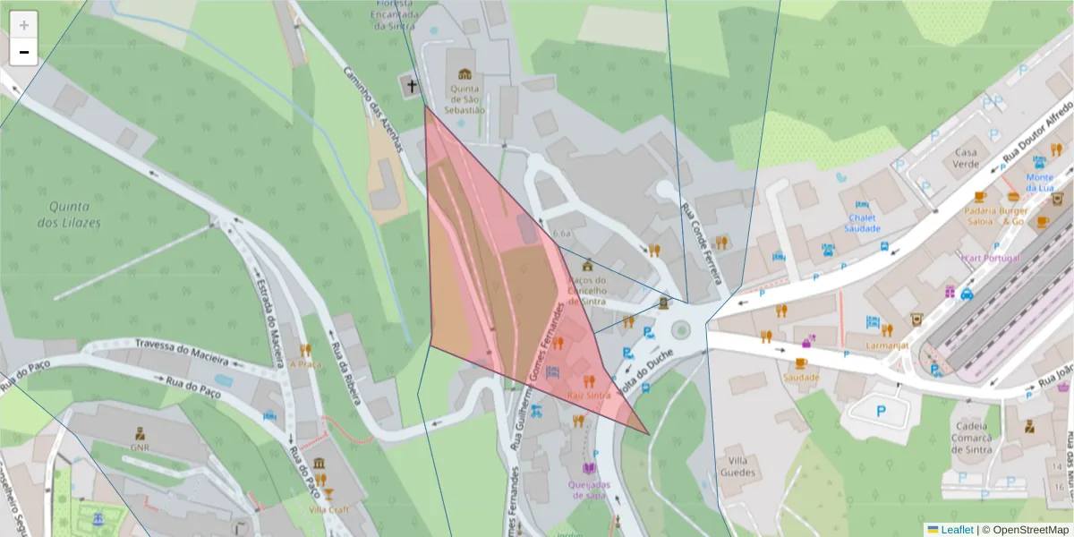 Mapa detalhado do código postal 2710-721 com limites, códigos postais vizinhos e agências dos correios