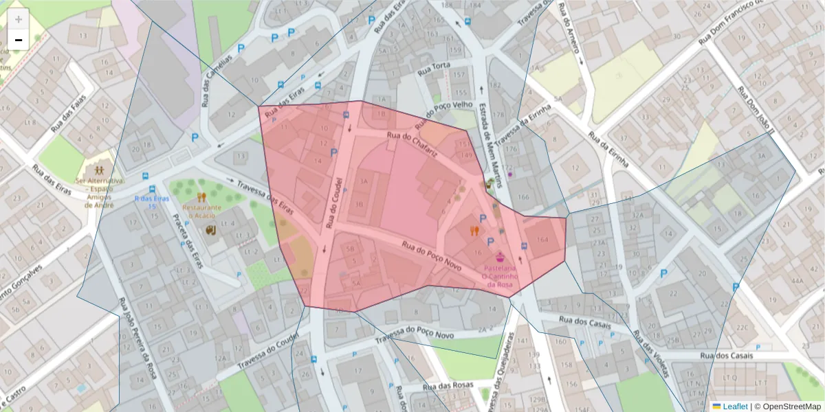 Mapa detalhado do código postal 2725-229 com limites, códigos postais vizinhos e agências dos correios