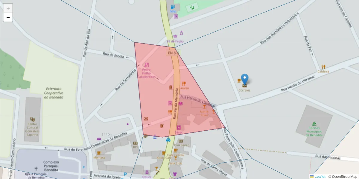 Mapa detalhado do código postal 2745-149 com limites, códigos postais vizinhos e agências dos correios
