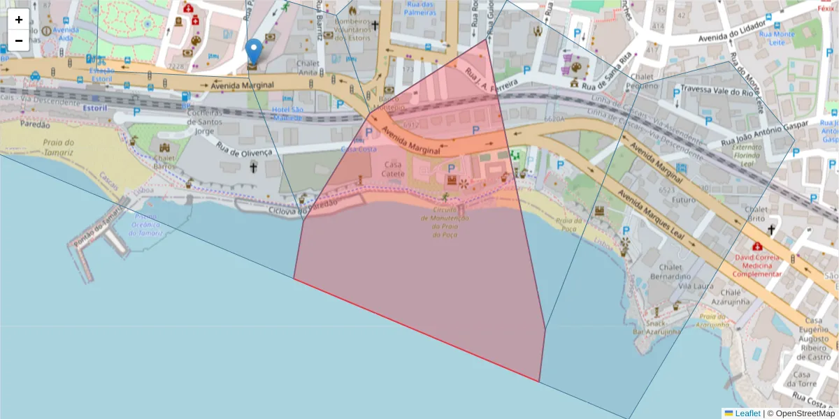 Mapa detalhado do código postal 2750 com limites, códigos postais vizinhos e agências dos correios