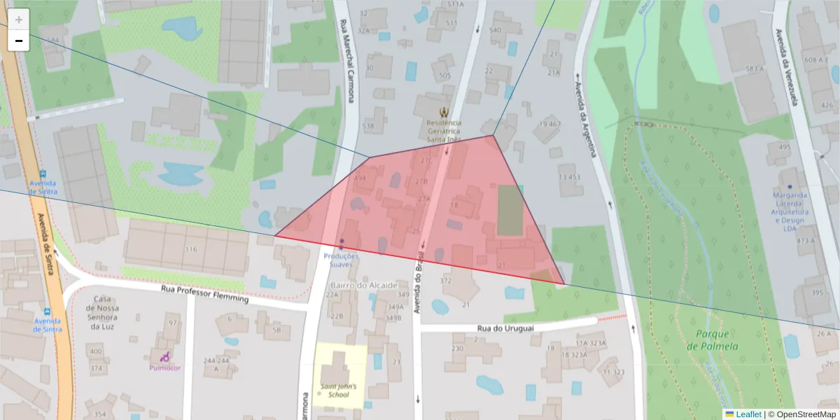Mapa detalhado do código postal 2754-522 com limites, códigos postais vizinhos e agências dos correios