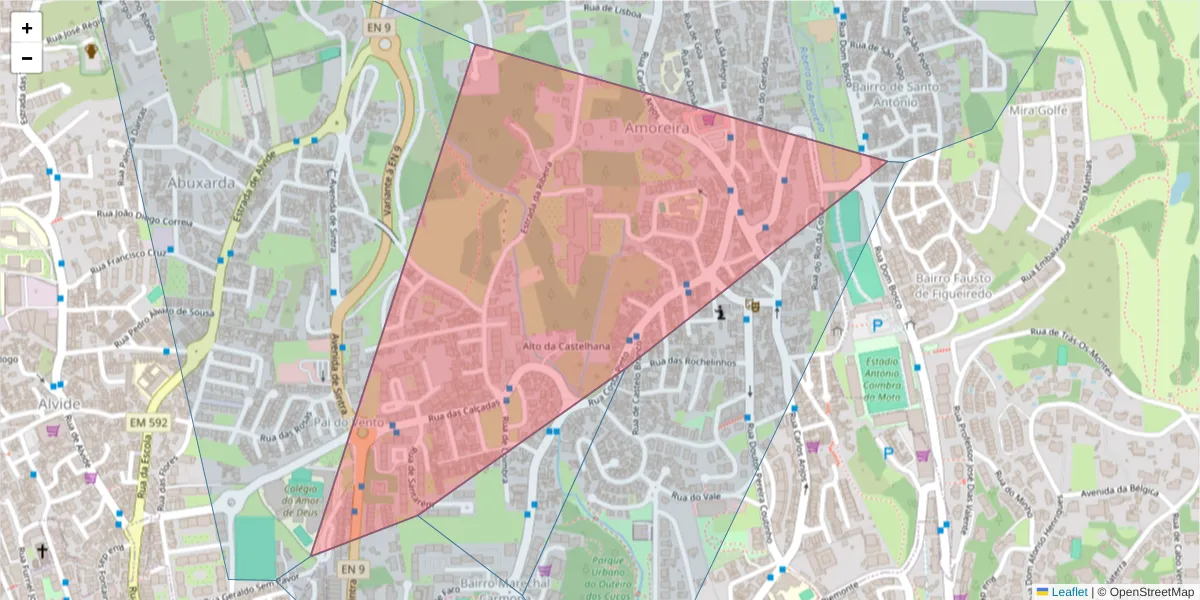 Mapa detalhado do código postal 2755-275 com limites, códigos postais vizinhos e agências dos correios