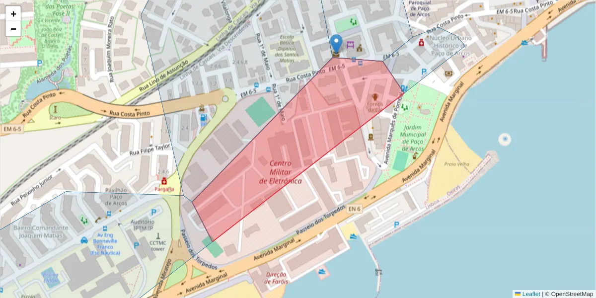 Mapa detalhado do código postal 2770-029 com limites, códigos postais vizinhos e agências dos correios