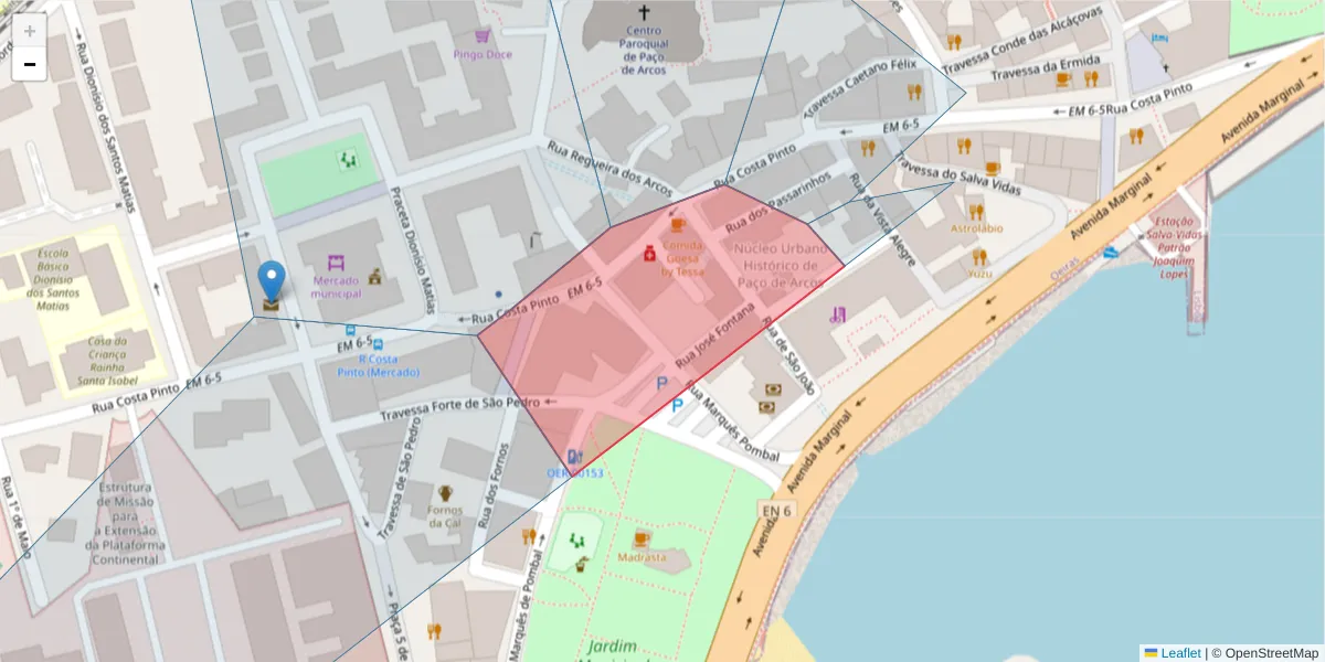 Mapa detalhado do código postal 2770-122 com limites, códigos postais vizinhos e agências dos correios