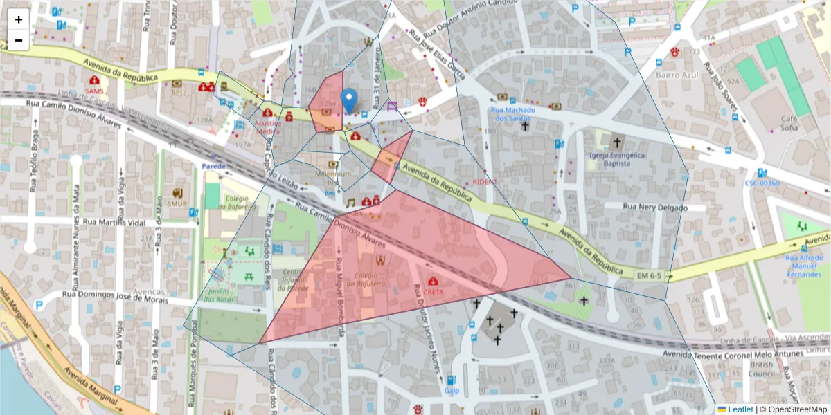 Mapa detalhado do código postal 2775-271 com limites, códigos postais vizinhos e agências dos correios