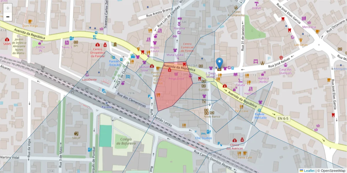 Mapa detalhado do código postal 2775-272 com limites, códigos postais vizinhos e agências dos correios