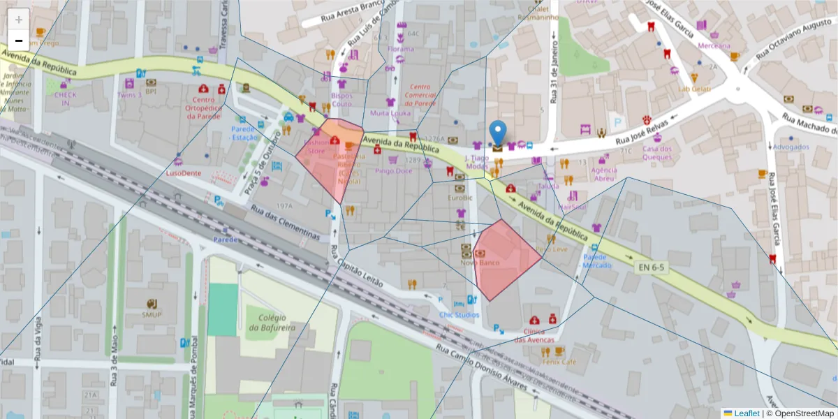 Mapa detalhado do código postal 2775-275 com limites, códigos postais vizinhos e agências dos correios