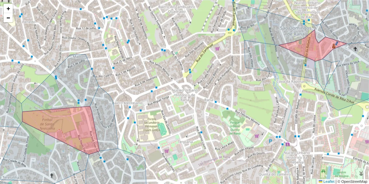 Mapa detalhado do código postal 2775-371 com limites, códigos postais vizinhos e agências dos correios