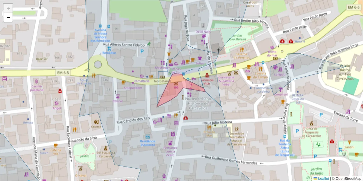 Mapa detalhado do código postal 2775-562 com limites, códigos postais vizinhos e agências dos correios
