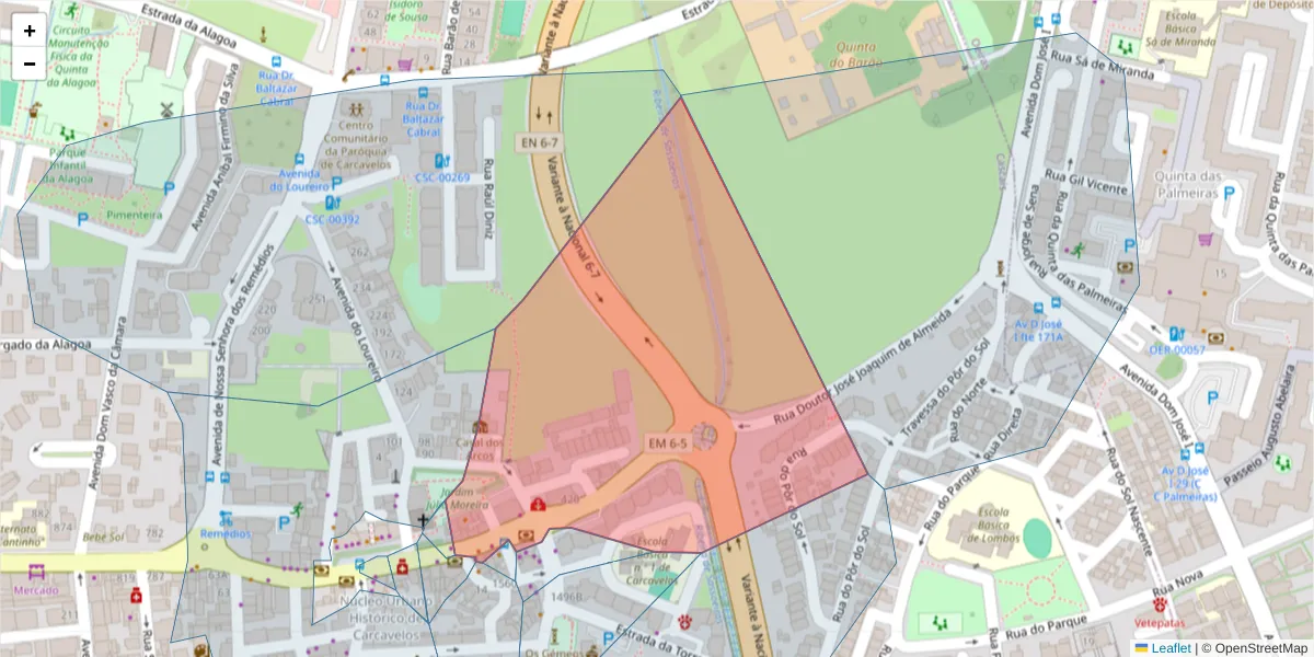 Mapa detalhado do código postal 2775-594 com limites, códigos postais vizinhos e agências dos correios