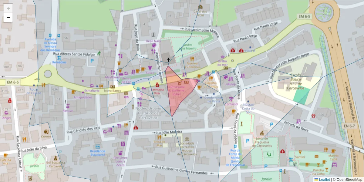Mapa detalhado do código postal 2775-595 com limites, códigos postais vizinhos e agências dos correios