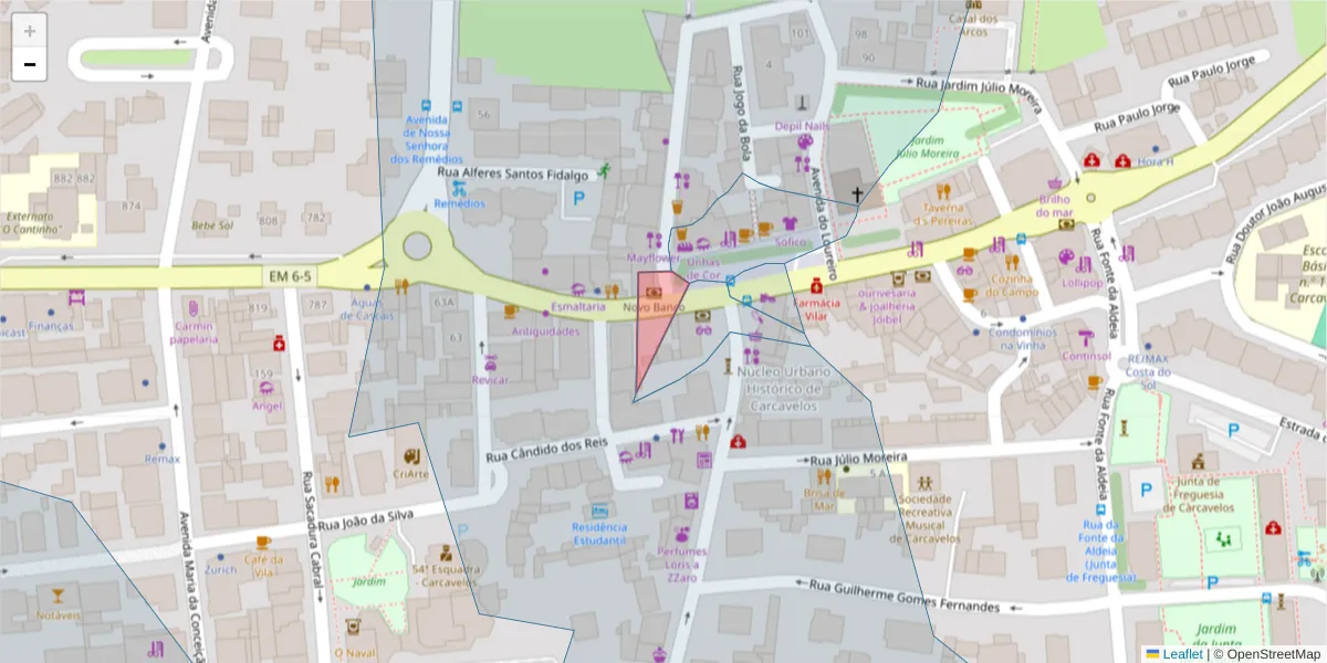 Mapa detalhado do código postal 2775-624 com limites, códigos postais vizinhos e agências dos correios