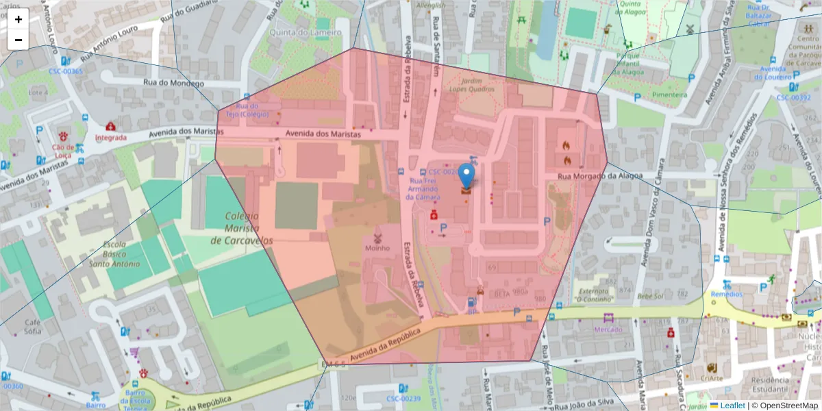 Mapa detalhado do código postal 2775-702 com limites, códigos postais vizinhos e agências dos correios