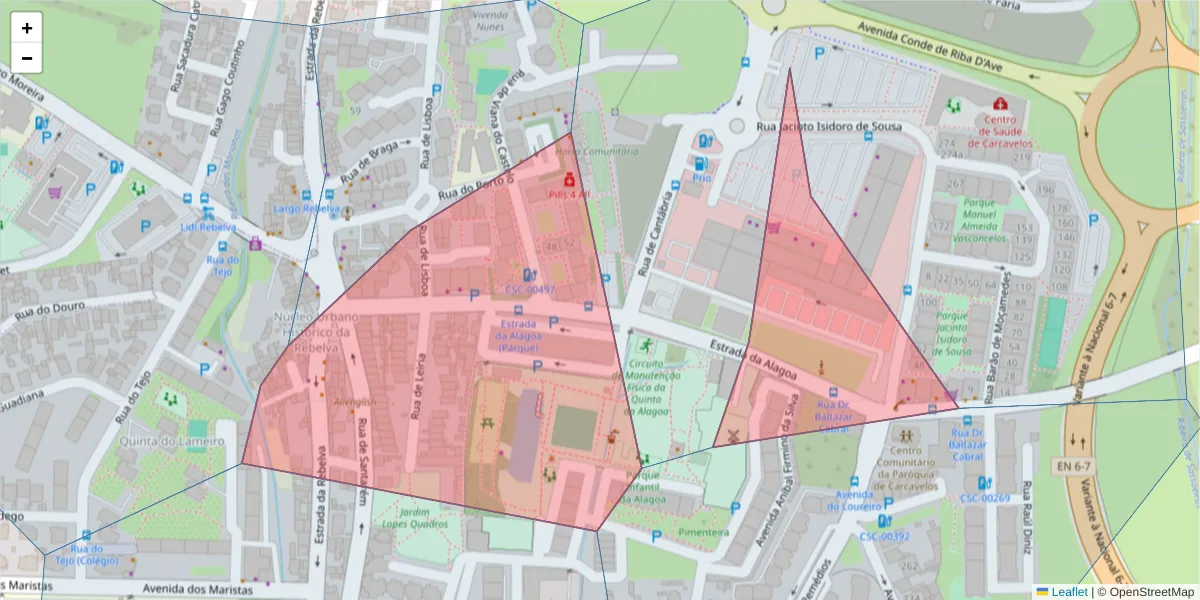 Mapa detalhado do código postal 2775-716 com limites, códigos postais vizinhos e agências dos correios