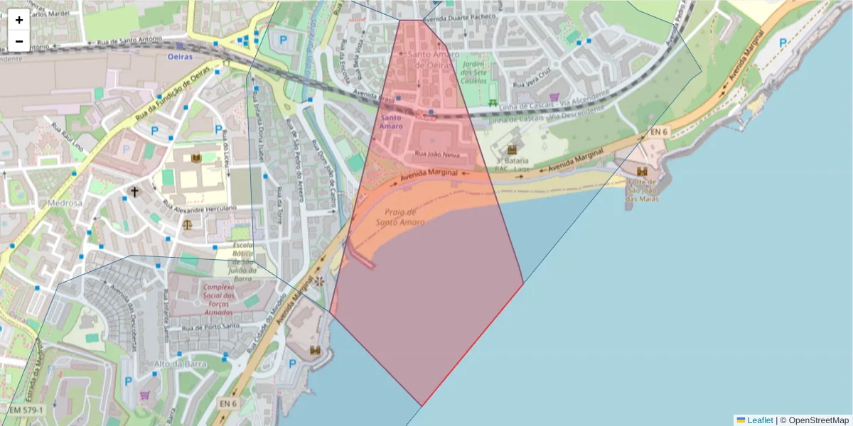 Mapa detalhado do código postal 2780-343 com limites, códigos postais vizinhos e agências dos correios