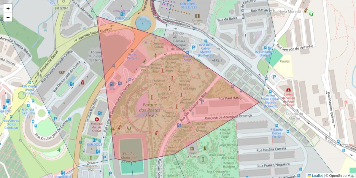 Mapa detalhado do código postal 2780-379 com limites, códigos postais vizinhos e agências dos correios