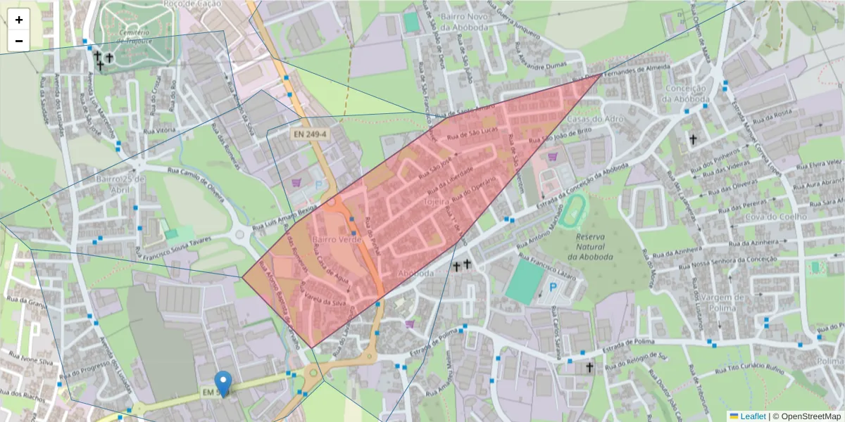 Mapa detalhado do código postal 2785-653 com limites, códigos postais vizinhos e agências dos correios