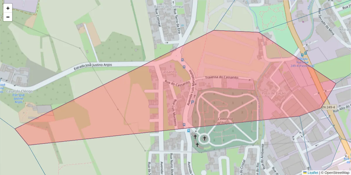 Mapa detalhado do código postal 2785-722 com limites, códigos postais vizinhos e agências dos correios