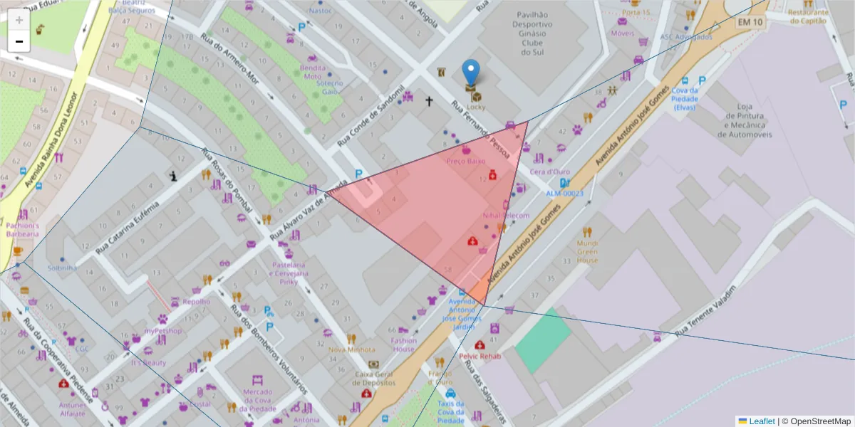 Mapa detalhado do código postal 2805-139 com limites, códigos postais vizinhos e agências dos correios