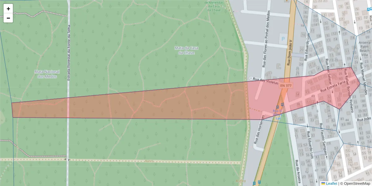 Mapa detalhado do código postal 2820-063 com limites, códigos postais vizinhos e agências dos correios