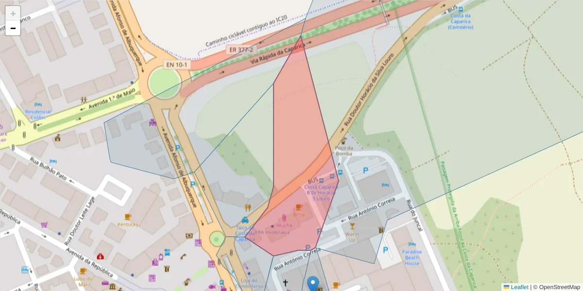 Mapa detalhado do código postal 2825-336 com limites, códigos postais vizinhos e agências dos correios