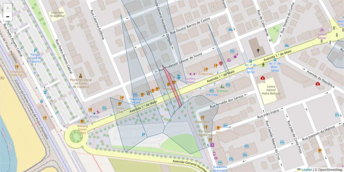 Mapa detalhado do código postal 2825-369 com limites, códigos postais vizinhos e agências dos correios