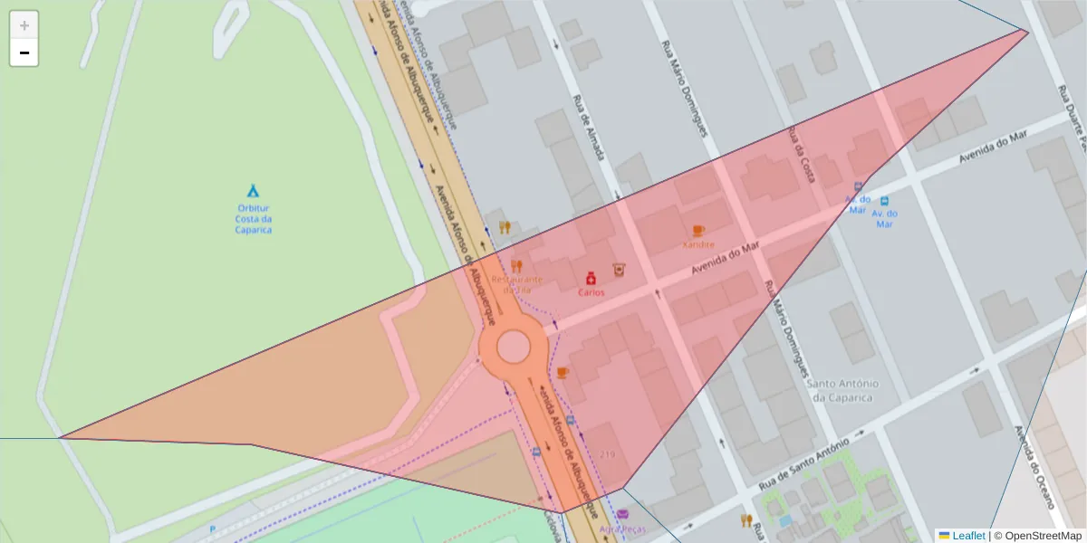 Mapa detalhado do código postal 2825-461 com limites, códigos postais vizinhos e agências dos correios