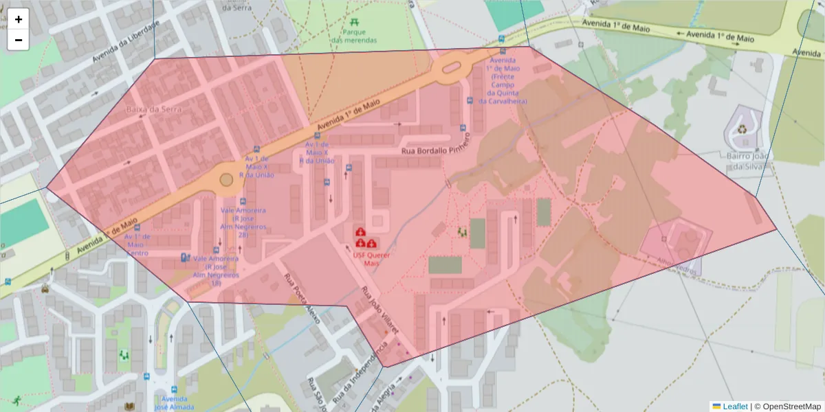 Mapa detalhado do código postal 2835-254 com limites, códigos postais vizinhos e agências dos correios