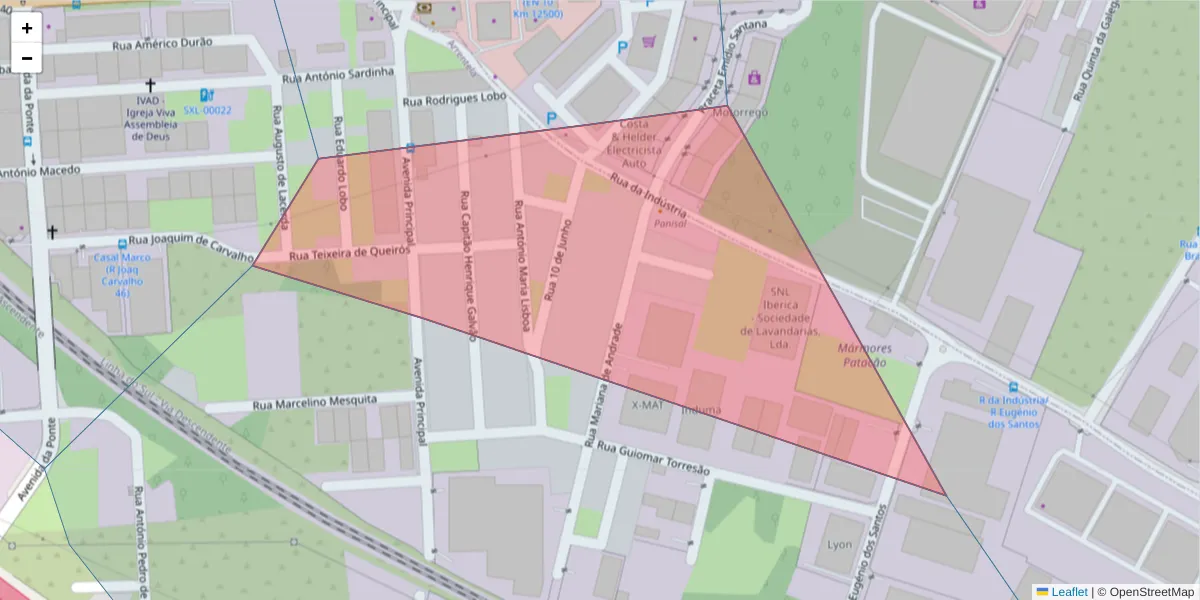 Mapa detalhado do código postal 2840-181 com limites, códigos postais vizinhos e agências dos correios